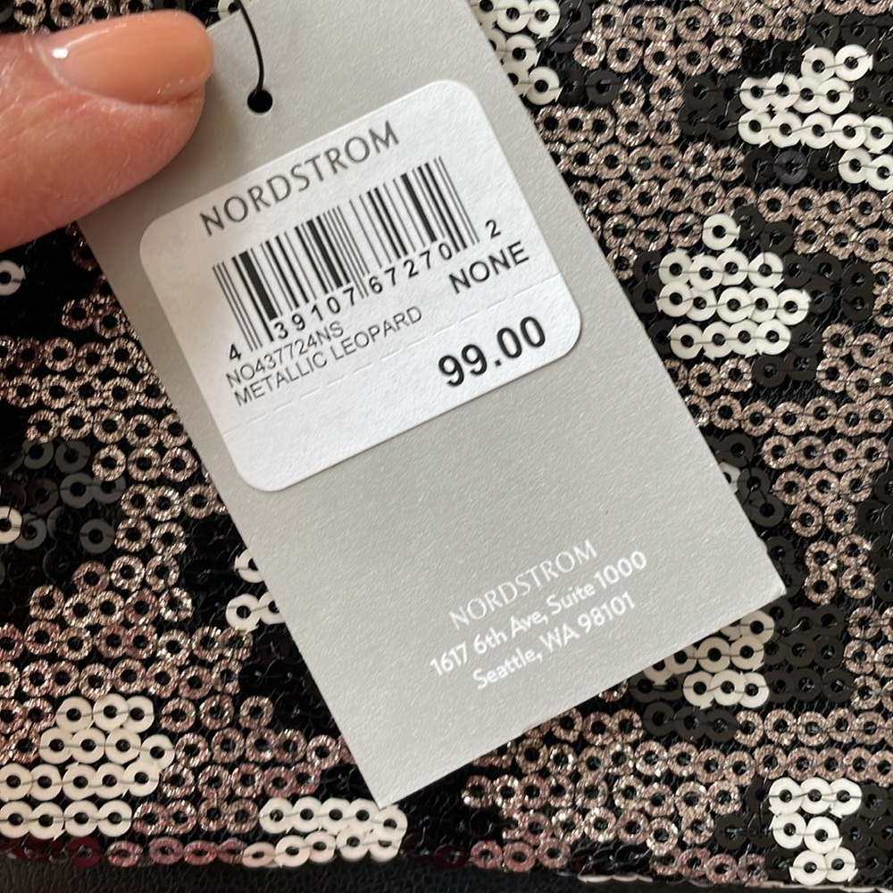 NORDSTROM METALLIC LEOPARD PRINT EVENING BAG CROSSBODY/CLUTCH NEW WITH TAGS - Picture 15 of 15